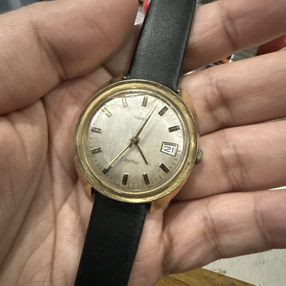 Working Vintage Timex 1971 Electric Mens Watch New Strap Quartz 35mm Fit 8in Run